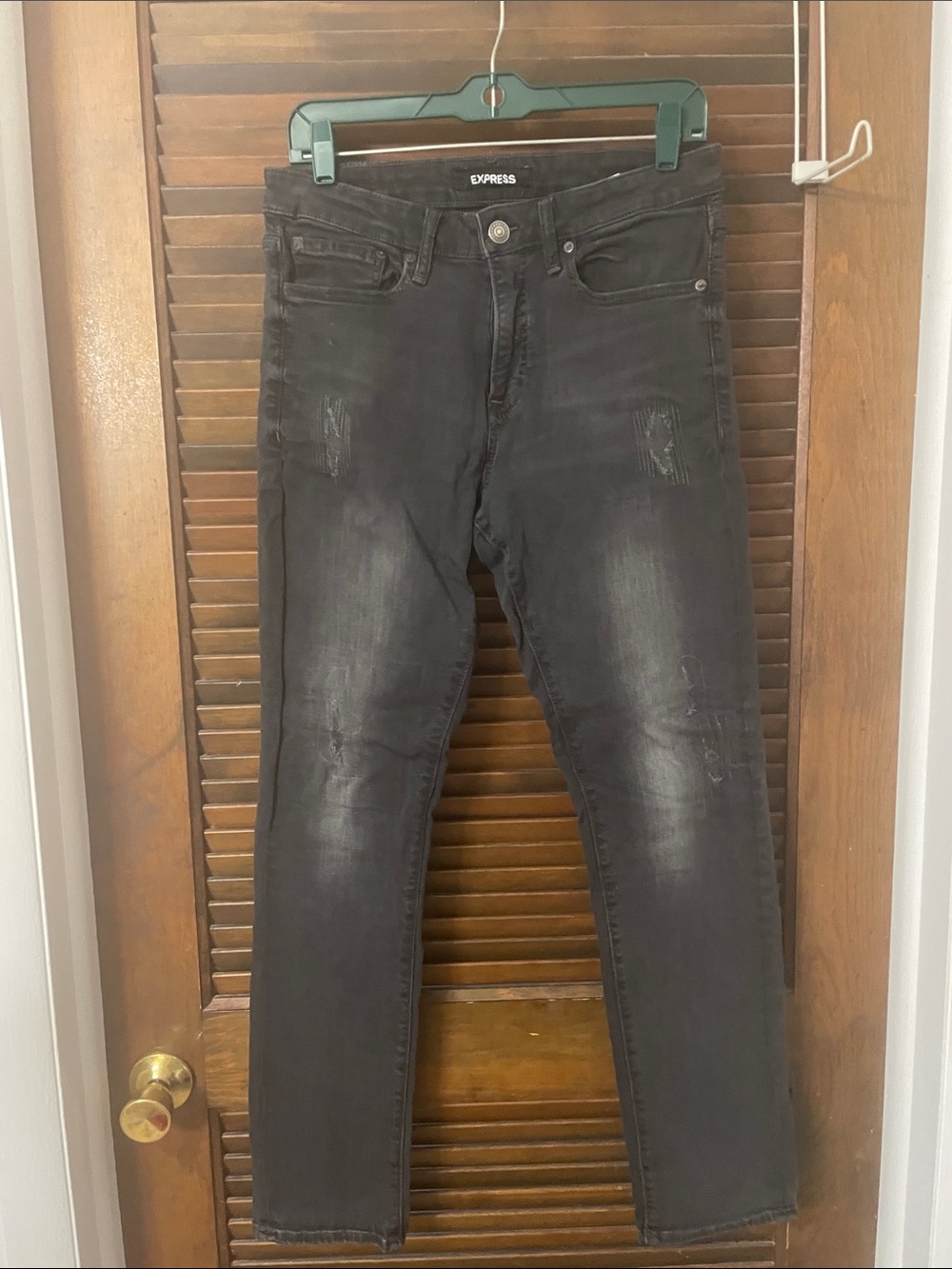 Express Men's Washed Black Skinny Jeans
